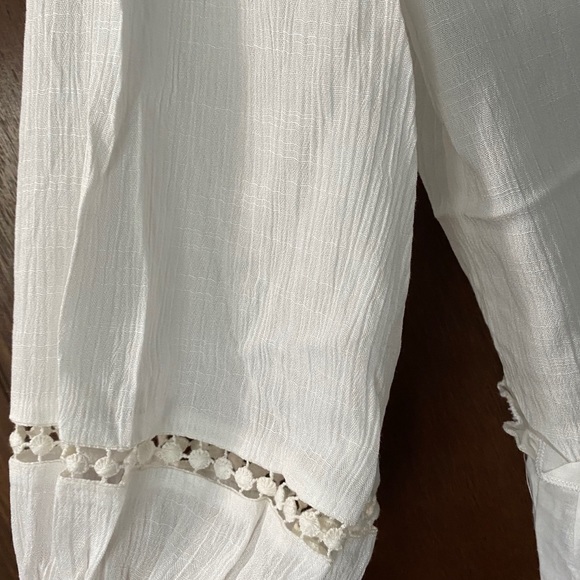 White Bohemian Eyelet Detail Peasant Peplum Blouse - Picture 6 of 8